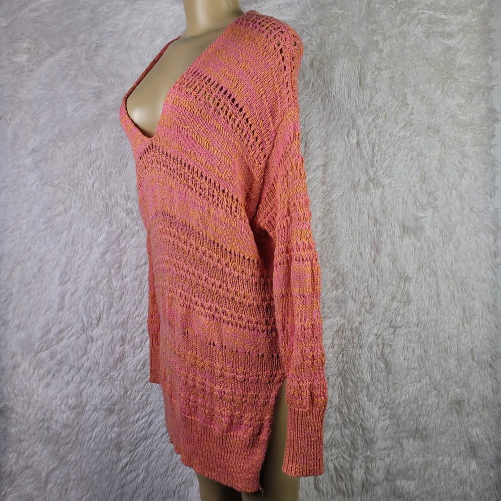 Free People Pink Hot Tropics Paloma Open Knit Cover Up Boho‎ Beachy Hippie XS